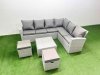 Fimous Garden Outdoor PE Rattan Furniture Set 8 Seater Rattan Garden Sofa Set with Square Coffee Table Light Grey Mixed