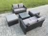 Fimous Rattan Garden Furniture Set 5 piece Patio Rattan Furniture Sofa Weaving Wicker includes 2 Double Seat Sofa, Coffee Table and 2 Big Footstool