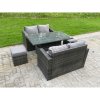 Fimous PE Rattan Garden Furniture Sofa Set Dining Table Height Adjustable Rising lifting Table Two Seater Double Love Sofa
