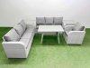 Fimous 6 Pieces Outdoor PE Rattan Garden Furniture with Cushions Reclining Chair 2 Side Tables Light Grey