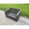 Fimous Outdoor Garden Furniture Sets 7 Pieces Wicker Rattan Furniture Sofa Sets with Rectangular Coffee Table Love seat Sofa 3 Footstools