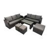 Fimous Rattan Garden Outdoor Furniture Set 3 Seater Sofa Coffee Table with 3 Footstools Dark Grey Mixed