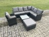 Fimous 8 Seat Rattan Garden Furniture Corner Sofa Set Outdoor Patio Sofa Chair Table Set with Big Footstool Dark Grey Mixed