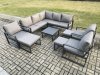 Fimous 11 Seater Outdoor Aluminium Garden Furniture Set Corner Lounge Sofa Set with Square Coffee Table Chair 3 Footstools Dark Grey