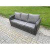 Fimous Rattan Garden Furniture 9 Piece Patio Set Table Sofa Chairs With 2 Big Footstool 2 Side Tables