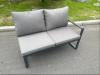 Fimous Aluminium Patio Outdoor Garden Furniture Lounge Corner Sofa Set with Oblong Coffee Table 2 Chairs Dark Grey