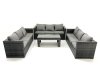 Fimous Outdoor Garden Furniture Set 9 Seater Rattan Sofa Set with Coffee Table Dark Grey Mixed