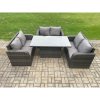 Fimous Rattan Garden Outdoor Furniture 3 PC Love Sofa Set Patio Adjustable Rising lifting Dining Table Dark Grey Mixed