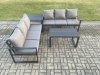 Fimous Aluminium 4 Pieces Outdoor Garden Furniture Lounge Sofa Set with Oblong Coffee Table Side Table Dark Grey