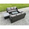Fimous Outdoor Garden Furniture Sets 8 Seater Wicker Rattan Furniture Sofa Sets with Rectangular Coffee Table 3 Seater Sofa 2 Big Footstool Dark Grey Mixed
