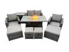 Fimous Garden Outdoor Rattan Furniture Set Rattan Reclining Chair Love Sofa with 2 Big Stool Dark Grey Mixed