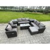 Fimous Wicker PE Rattan Sofa Set 11 Seater Outdoor Patio Garden Furniture Set with 2 Reclining Chairs Coffee Table 2 Side Tables 3 Footstools Dark Grey Mixed