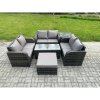 Fimous Rattan Garden Furniture Set 7 Seater Indoor Outdoor Patio Sofa Set with Coffee Table Loveseat Sofa Big Footstool Side Table Dark Grey Mixed