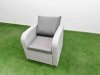 Fimous PE Rattan Garden Furniture Set Reclining Chair Sofa Lounge Sofa Set Rectangular Coffee Table 2 Big Footstool Light Grey