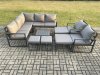 Fimous 11 Seater Outdoor Aluminium Garden Furniture Set Corner Lounge Sofa Set with Square Coffee Table 2 Pcs Chair Footstools Dark Grey
