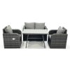 Fimous Outdoor Garden Furniture Set Rattan Sofa Dining Table Set with Reclining Chair Dark Grey Mixed