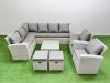 Fimous Outdoor Rattan Garden Furniture Set 10 Seater Corner Sofa Sets with Square Coffee Table Chair 2 Small Footstool Light Grey Mixed