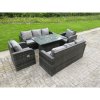 Fimous Outdoor Rattan Garden Furniture Sofa Set Lounge Sofa Dining Table Height Adjustable Rising Lifting Table Reclining Arm Chairs 8 Seater