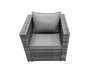 Fimous Outdoor Rattan Garden Furniture Set 6 Seater Patio Lounge Sofa Set with Armchair Square Coffee Table Side Table 2 Small Footstools Dark Grey Mixed