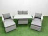 Fimous Light Grey PE Wicker Rattan Garden Furniture Set Sofa Set Reclining Chair Adjustable Lifting Dining or Coffee Table 6 Seater 2 Big Stools