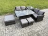 Fimous 7 Seater Wicker Rattan Garden Furniture Rising Table Set with Side Table 3 Footstool Double Seat Sofa Side Table Dark Grey Mixed