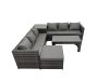 Fimous Garden Rattan Outdoor Furniture Set 7 Seater Patio Corner Sofa Oblong Coffee Table with Big Stool Side Table Dark Grey
