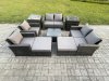 Fimous Outdoor Garden Furniture Sets 9 Pieces Wicker Rattan Furniture Manual Wicker Patio Sofa Patio Conversation Set with 2 Big Footstool 2 Side Tables Dark Grey Mixed