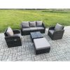 Fimous Garden Furniture Sets 6 Seater Wicker Rattan Furniture Patio Sofa Sets with Reclining Chair 3 Seater Sofa Big Footstool Dark Grey Mixed