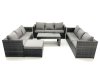 Fimous Outdoor Garden Furniture Set 10 Seater Rattan Sofa Set with Coffee Table Big Footstool Dark Grey Mixed