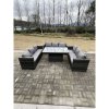 Fimous 9 Seater?Outdoor Garden Furniture Rattan Sofa Set Adjustable Rising Lifting Dining Table Dark Grey Mixed