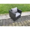 Fimous Rattan Garden Furniture Set Gas Fire Pit Lounge Sofa Chair Dining Set with Arm Chair Stools