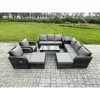 Fimous Wicker PE Rattan Sofa Set 10 Seater Outdoor Patio Garden Furniture Set with 2 Reclining Chairs Coffee Table Side Tables 2 Big Footstool Dark Grey Mixed