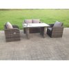 Fimous Rattan Garden Furniture Set Adjustable Chair Double Love Seat 2 Seater Sofa Oblong Rectangular Black Glass Dining Table