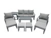 Fimous 9 Seat Outdoor Garden Furniture Set Aluminium Lounge 3 Seat Sofa Oblong Coffee Table Sets with Chair 4 Stools Side Table Dark Grey
