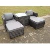 Fimous Rattan Sofa Chair Footstool Garden Patio Furniture Set With High Tall Coffee Table 4 Seater
