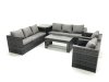 Fimous Rattan Garden Furniture Sofa Set with Coffee table Armchair Side Table Dark Grey Mixed