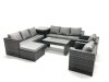 Fimous Rattan Garden Furniture Sofa Set with Coffee table Armchair Side Table Big Footstool Dark Grey Mixed