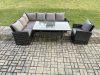 Fimous 7 Seater Garden Rattan Furniture Corner Dining Set Indoor Outdoor Lounge Sofa Set Dark Grey Mixed