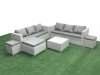 Fimous Rattan Garden Outdoor Furniture Set 9 Seater Rattan Garden Sofa Set with 3 Footstools Light Grey Mixed