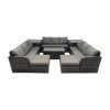 Fimous Rattan Garden Outdoor Furniture Set 3 Seater Sofa Coffee Table with 2 Side Tables 4 Footstools Dark Grey Mixed