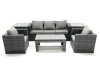 Fimous Rattan Garden Furniture Set Outdoor Lounger Sofa with Coffee Table 2 Armchair 2 Side Tables Dark Grey Mixed