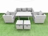 Fimous 7 Pieces Outdoor PE Rattan Sofa Armchair Set Patio Garden Furniture Sets with Cushions 2 Small Stools Light Grey