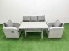Fimous PE Rattan Garden Furniture Set Reclining Chair Sofa Lounge Sofa Set Rectangular Dining Table Light Grey
