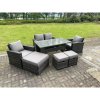 Fimous 7 Seater Grey Mixed High Back Rattan Sofa Set Dining Table Garden Furniture Outdoor