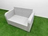 Fimous 6 Seater PE Wicker Rattan Furniture Sofa Sets with Rectangular Dining Table 2 Seater Love Sofa Light Grey
