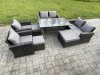 Fimous Garden Furniture Sets 8 Pieces Rattan Furniture Handmade Wicker Patio Sofa Set with 3 Footstools Dark Grey Mixed