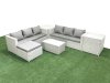 Fimous Garden Outdoor PE Rattan Furniture Set 7 Seater Rattan Garden Sofa Set with Big Footstool 2 Side Tables Light Grey Mixed