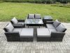 Fimous Garden Furniture Sets 8 Pieces Wicker Rattan Furniture Manual Wicker Patio Sofa Patio Conversation Set with 2 Big Footstool Side Table Dark Grey Mixed