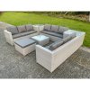 Fimous 10 Seater Wicker Light Grey Lounge Rattan Sofa Set Outdoor Garden Furniture Conservatory Patio Furniture