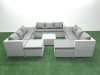 Fimous Rattan Garden Outdoor Furniture Set 11 Seater Rattan Garden Sofa Set with 2 Big Footstools Light Grey Mixed